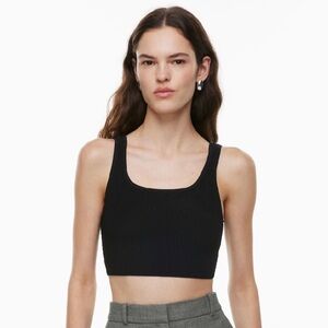 Aritzia Babaton Squareneck Sculpt Knit Tank Cropped Ribbed Knit Tank Top Size XS
